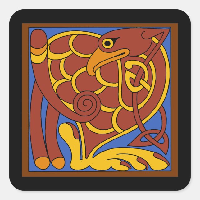 Book Of Kells Celtic Knot Medieval Bird Square Sticker (Front)