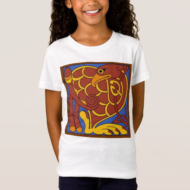 Book Of Kells Celtic Knot Medieval Bird T-Shirt (Front)
