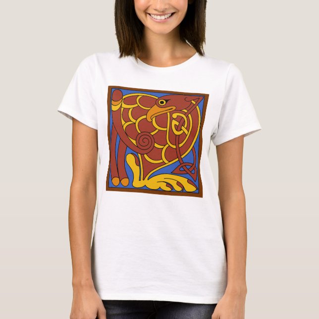 Book Of Kells Celtic Knot Medieval Bird T-Shirt (Front)