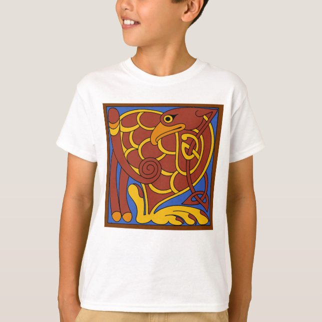 Book Of Kells Celtic Knot Medieval Bird T-Shirt (Front)