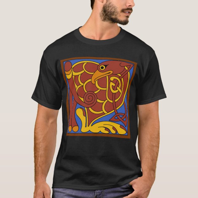 Book Of Kells Celtic Knot Medieval Bird T-Shirt (Front)