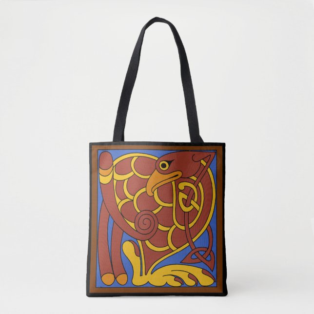 Book Of Kells Celtic Knot Medieval Bird Tote Bag (Front)