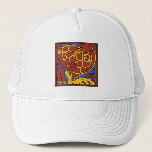Book Of Kells Celtic Knot Medieval Bird Trucker Hat (Front)