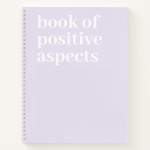 Book of Positive Aspects Minimalist Text Purple