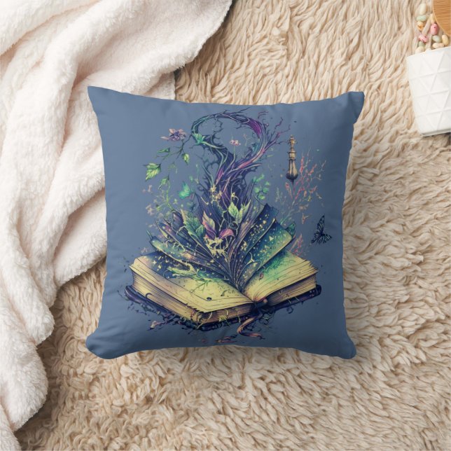 Book of Shadows Beautiful Blue Halloween Throw Pillow (Blanket)
