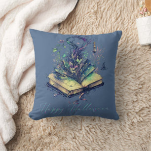 Book of Shadows Beautiful Happy Halloween Throw Pillow