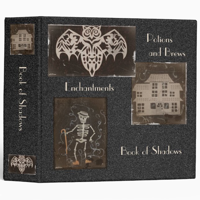 Book of Shadows BOS Spooky Antique Collage Binder (Front/Spine)