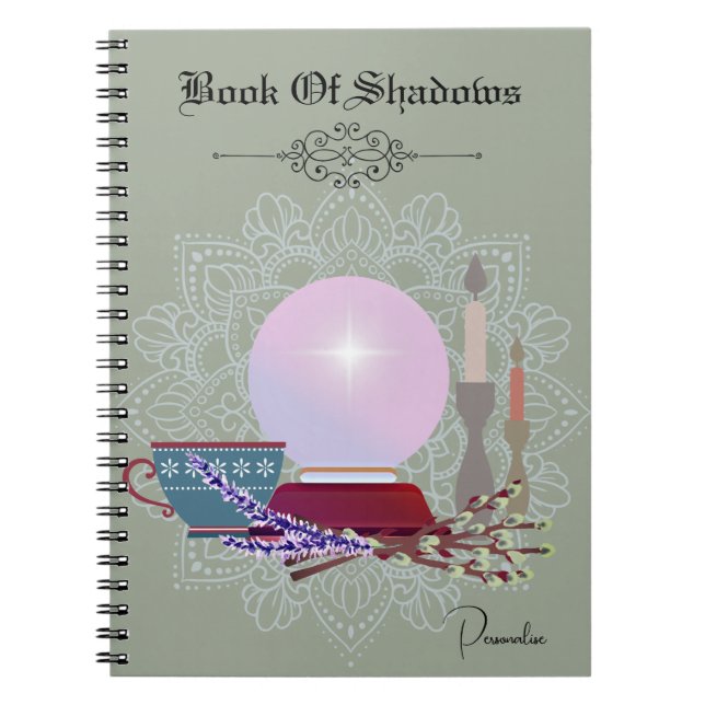 Book Of Shadows Crystal Ball Candle Journal Green (Front)