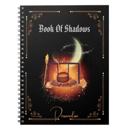Book Of Shadows Fire Cauldron Journal Black