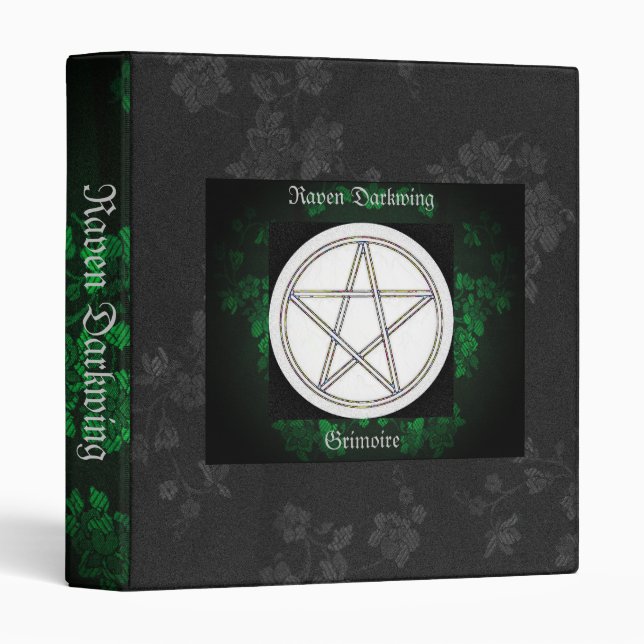 Book of Shadows Green Gothic Cherry Blossoms Sm Binder (Front/Spine)