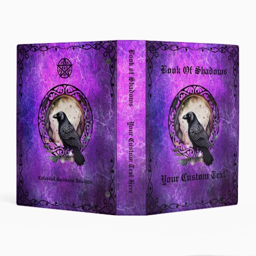 Book of Shadows Grimoire Magical Raven Purple  Mini Binder