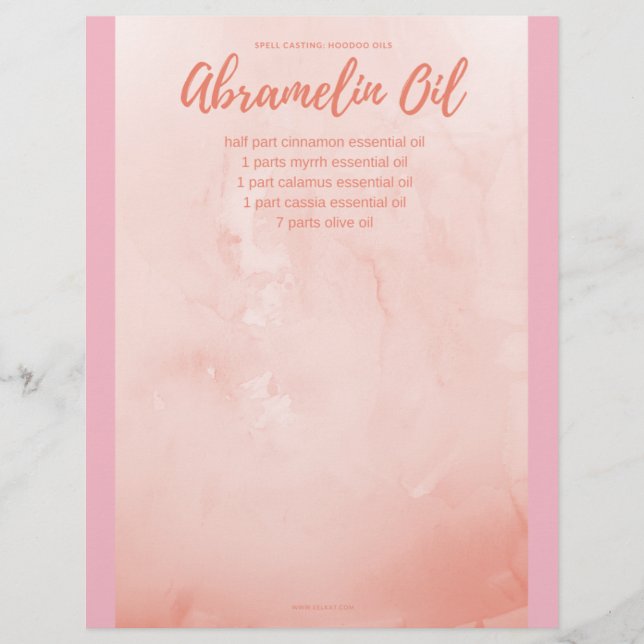 Book of Shadows Page: Spell Casting: Abramelin Oil (Front)