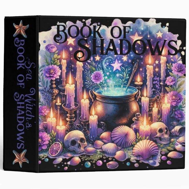 Book of Shadows Sea Ocean Water Witch 3 Ring Binder (Front/Spine)