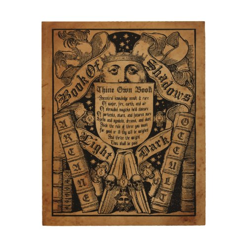 Book of Shadows Witch Wood Wall Plaque Wood Wall Decor