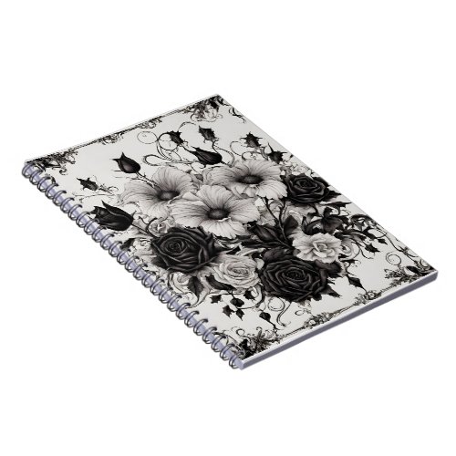 Book of shadows with gothic black flowers