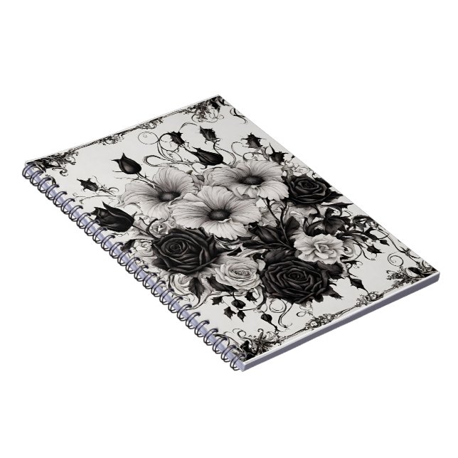 Book of shadows with gothic black flowers (Right Side)