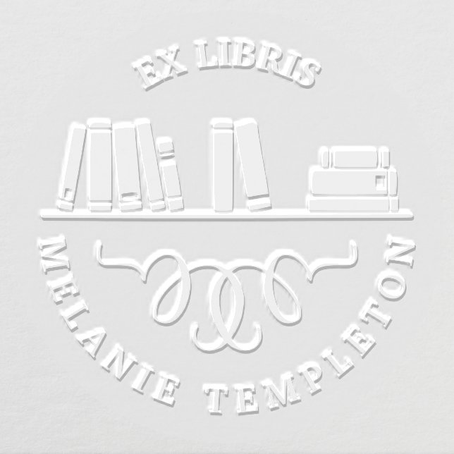 Book on Shelf Ex Libris Round Name Embosser (Design)