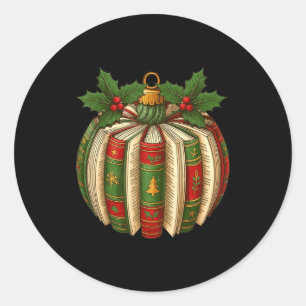 Book Ornaments Book Lover Cozy Christmas Teacher L Classic Round Sticker