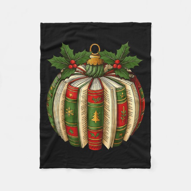 Book Ornaments Book Lover Cozy Christmas Teacher L Fleece Blanket (Front)
