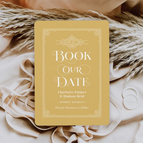 Book Our Date Yellow Vintage Book Cover Wedding Save The Date