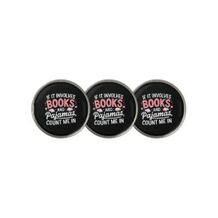 Book & Pajamas Humorous Book Lover Funny Reading B Golf Ball Marker