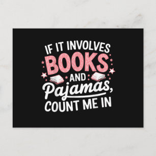 Book & Pajamas Humorous Book Lover Funny Reading B Postcard