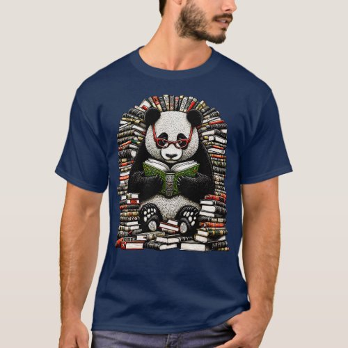 Book Panda Bear Reading Literacy T_Shirt