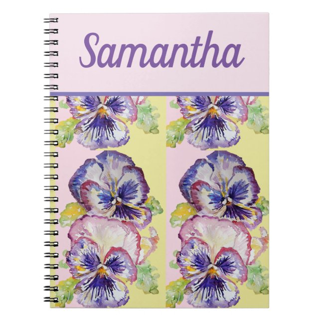 Book Pansy Purple Flower Watercolour Girls Name (Front)