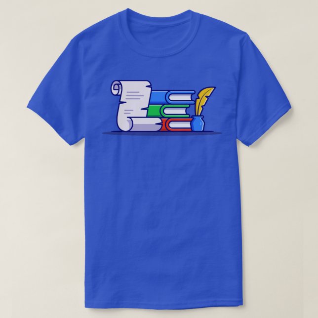 Book Paper With Feather Pen And Ink T-Shirt (Design Front)