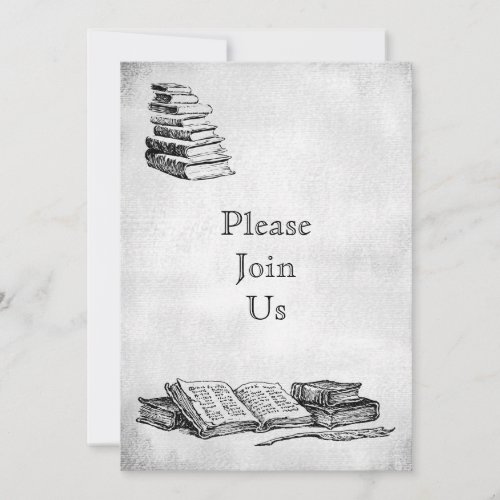 Book Party Vintage Art Custom Invitions Invitation