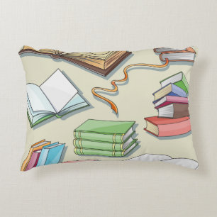Book pattern accent pillow
