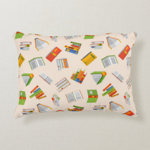 Book pattern accent pillow