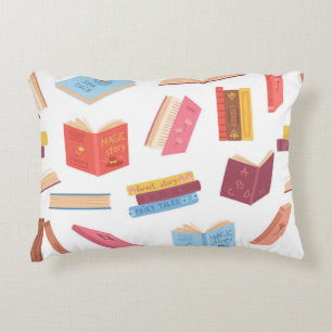 Book pattern accent pillow