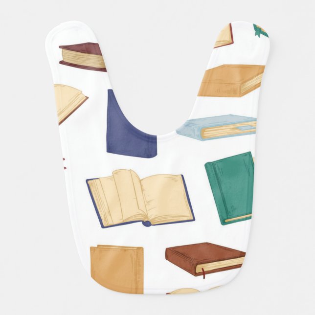 Book pattern baby bib (Front)