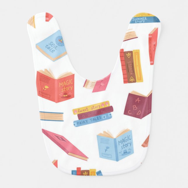 Book pattern baby bib (Front)