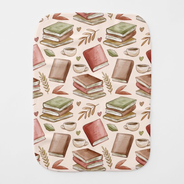 Book pattern baby burp cloth (Front)
