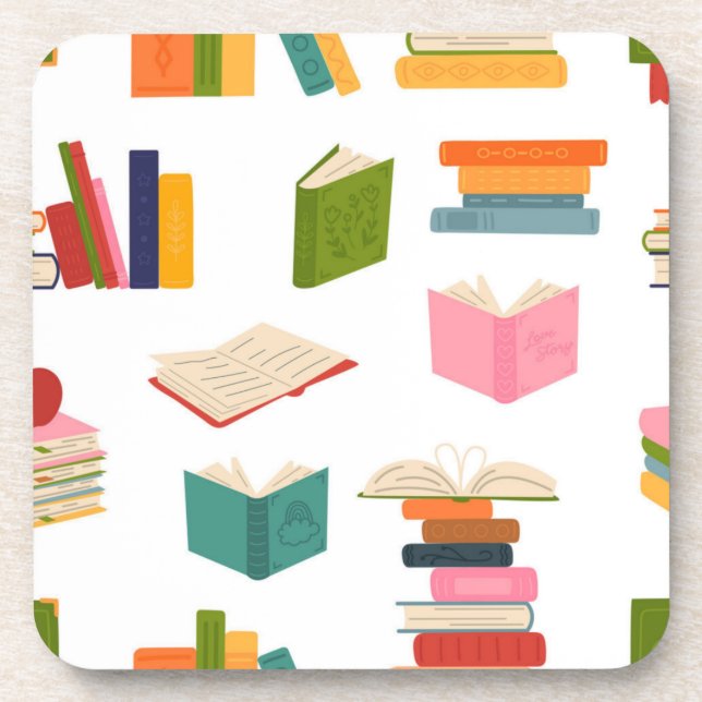 Book pattern beverage coaster (Front)