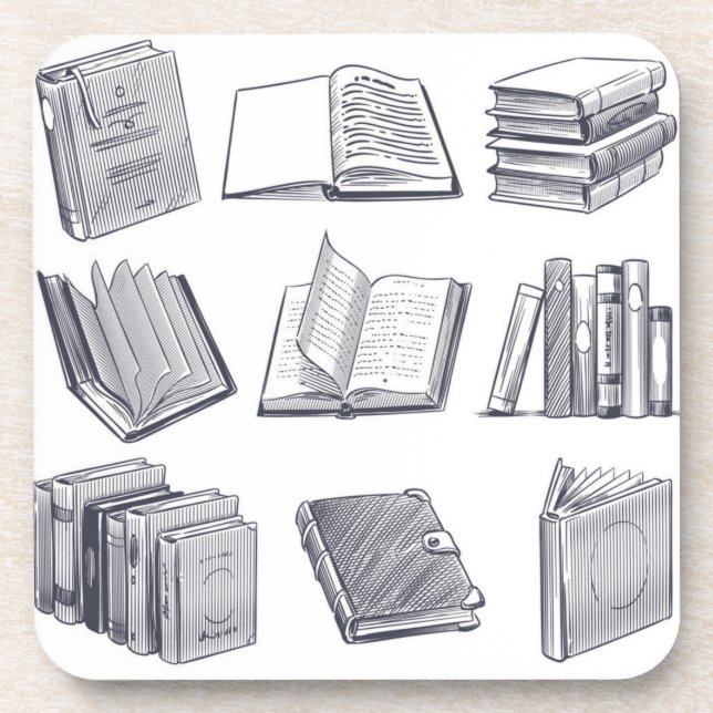 Book pattern beverage coaster (Front)