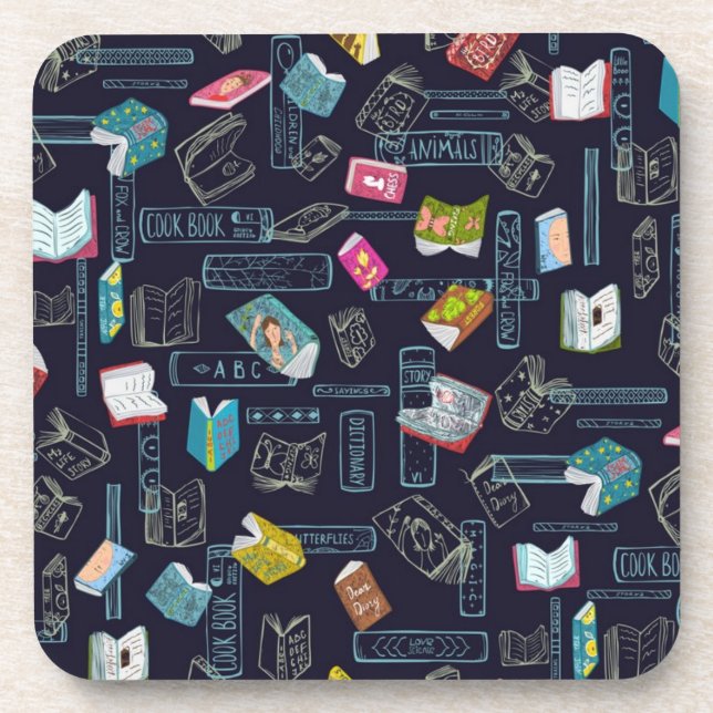 Book pattern beverage coaster (Front)