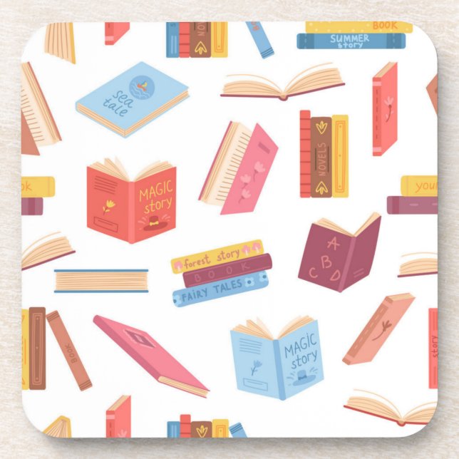 Book pattern beverage coaster (Front)