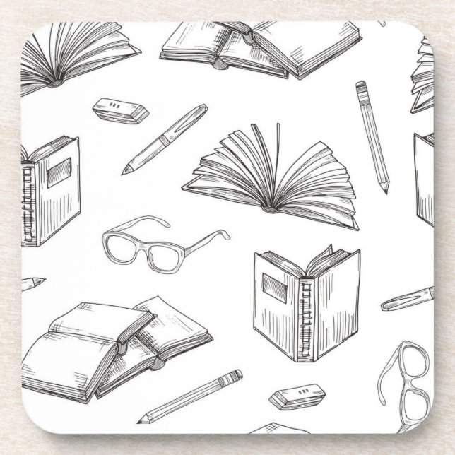 Book pattern beverage coaster (Front)