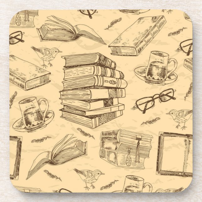 Book pattern beverage coaster (Front)
