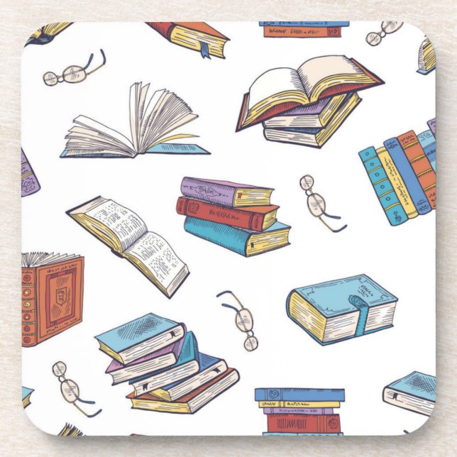 Book pattern beverage coaster (Front)