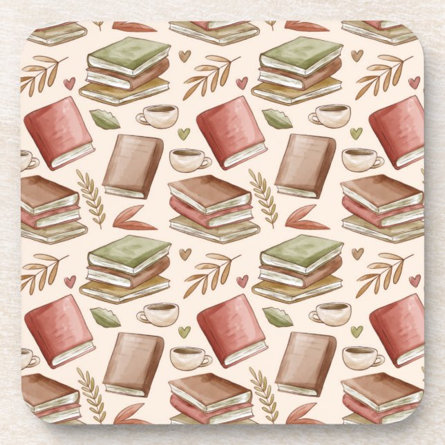 Book pattern beverage coaster (Front)