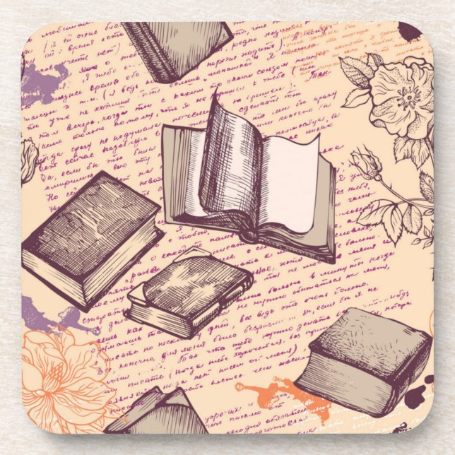 Book pattern beverage coaster (Front)