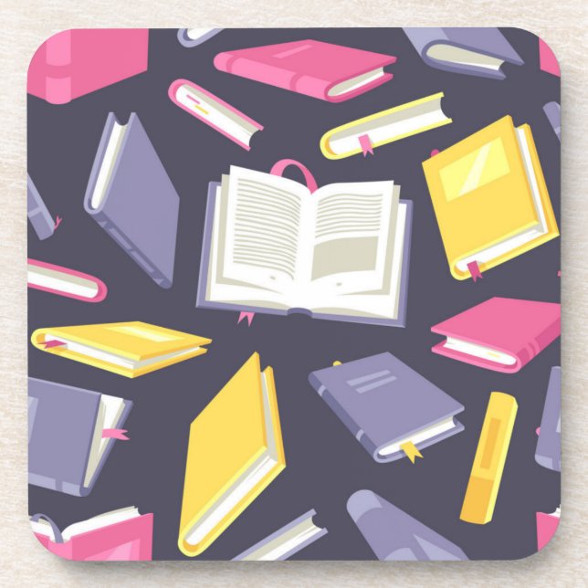 Book pattern beverage coaster (Front)