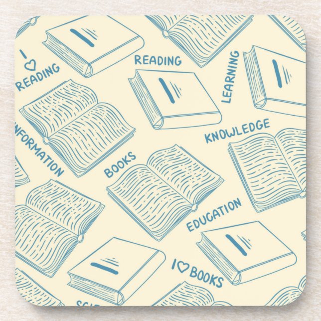 Book pattern beverage coaster (Front)