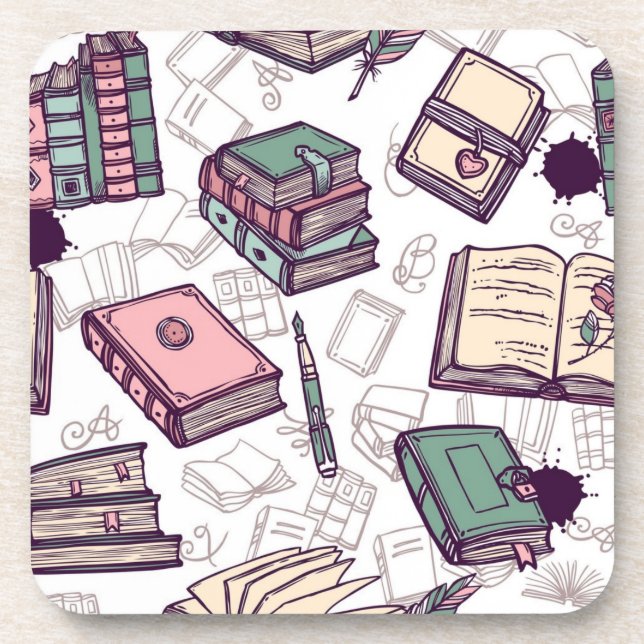 Book pattern beverage coaster (Front)