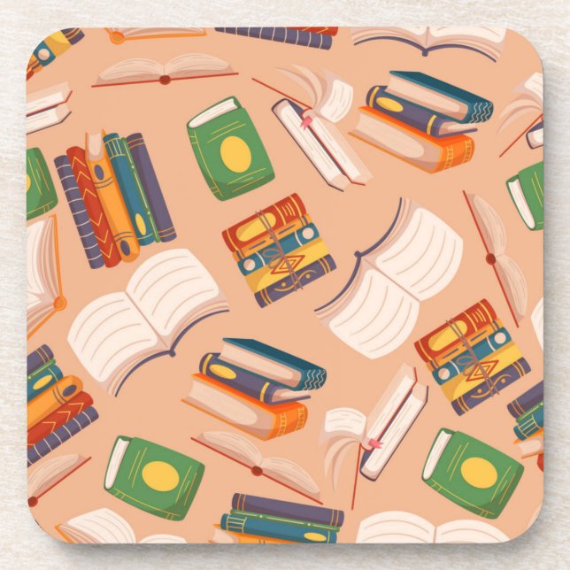 Book pattern beverage coaster (Front)