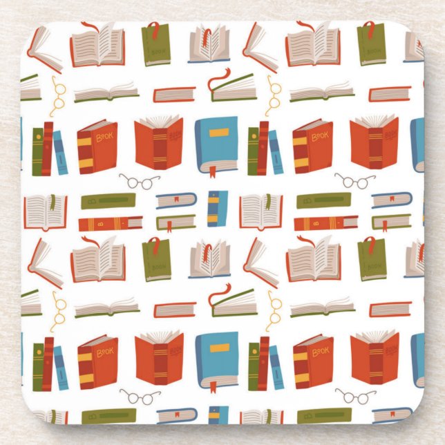 Book pattern beverage coaster (Front)
